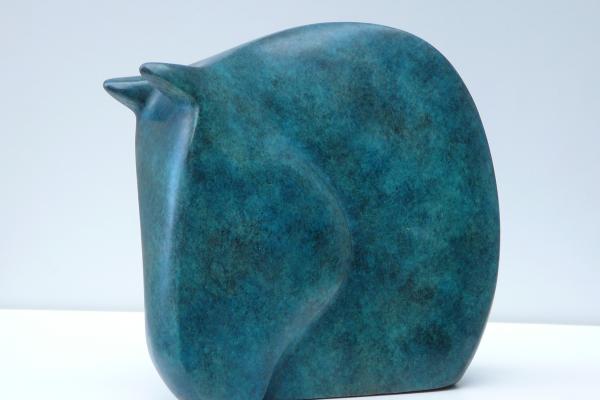 "Cheval" bronze patine bleue petit modèle