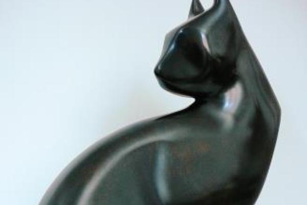 "Chat" bronze patine brune