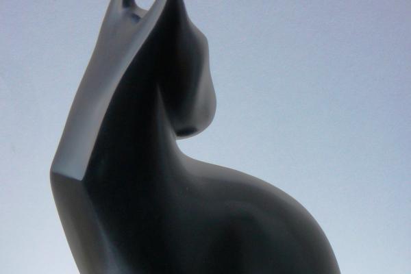 "Chat" bronze patine noire