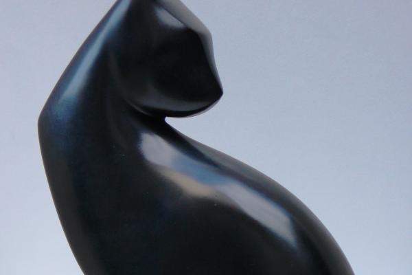 "Chat" bronze patine noire