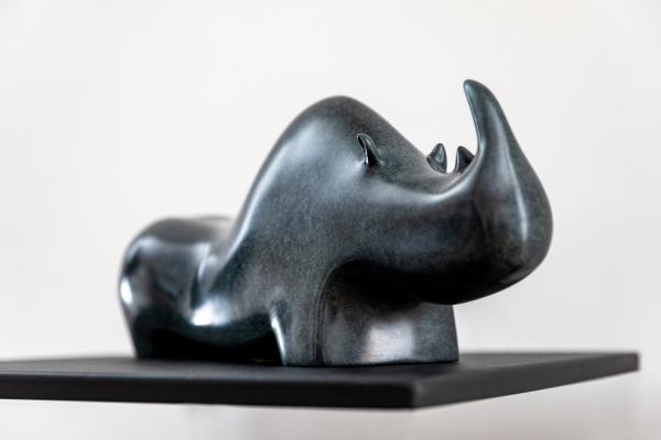 " Grand Rhinocéros" bronze patine grise