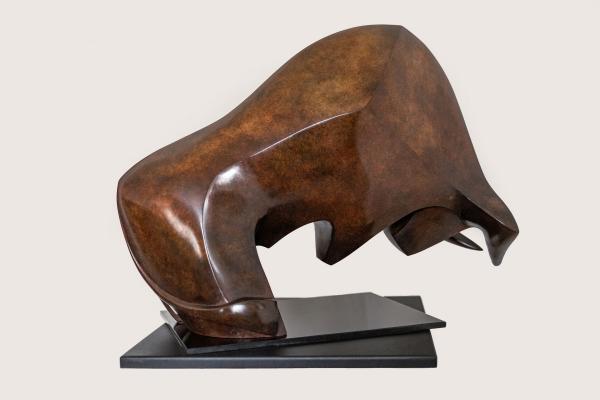 "Happy Bull" Taureau bronze patine brune