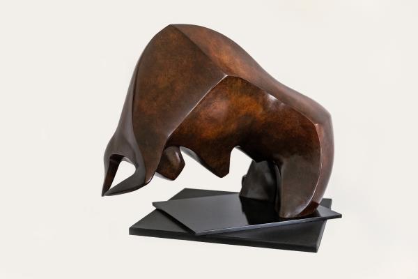 "Happy Bull" Taureau bronze patine brune